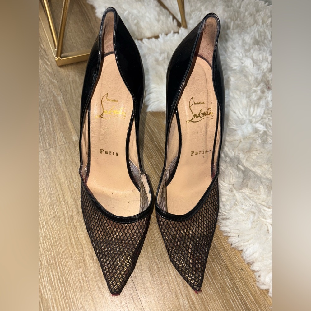 Christian Louboutin So Kate Black Mesh Heels